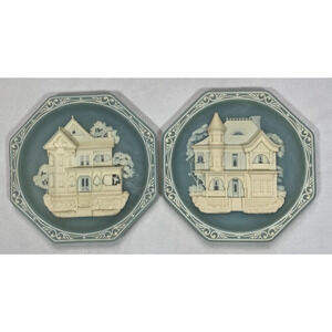 Incolay Studios Victorian Dream Homes Plates 125 Main & 212 Third Ave Lot of 2
